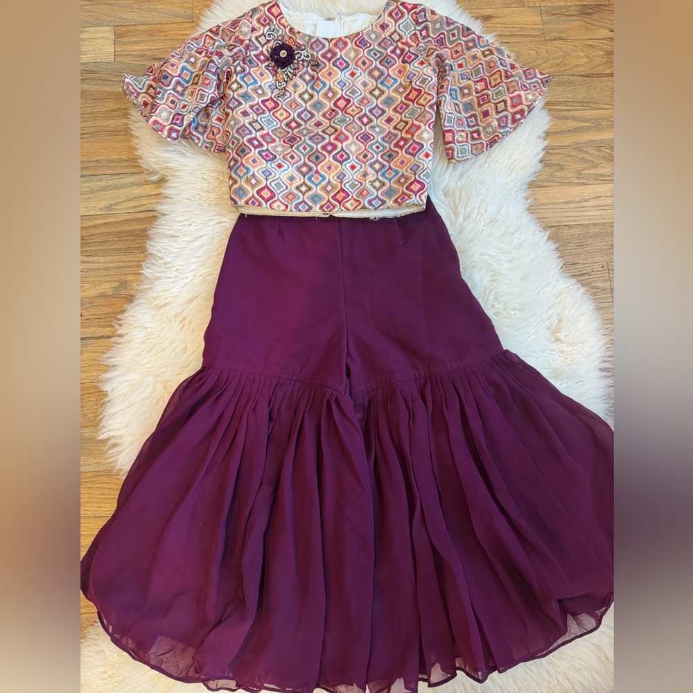 Indian ethnic palaazzo pants and top, girls size 24, 4T-5T